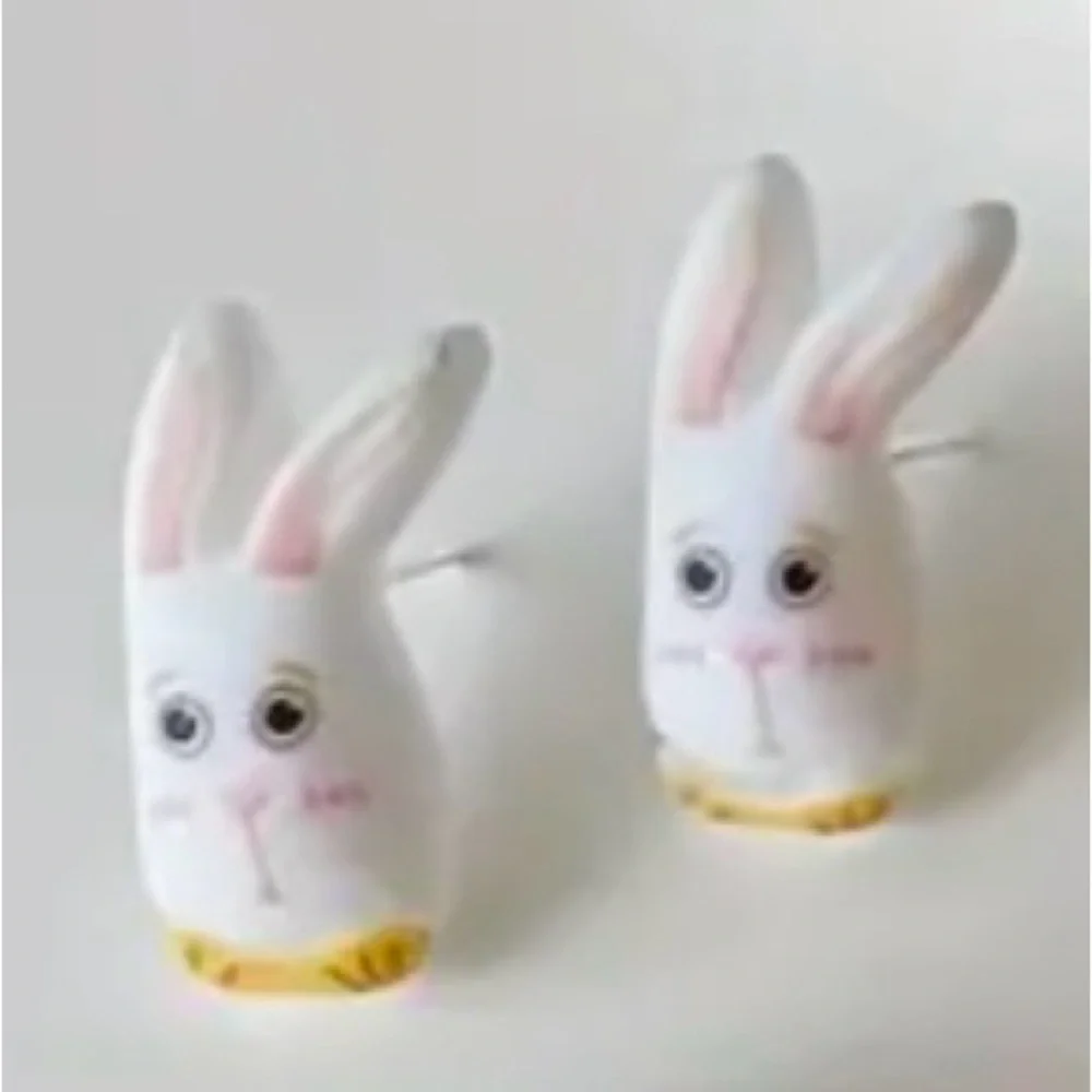 Funny Bunny Cartoon Caricature Rabbit Hare Easter Spring Whimsical Eclectic Stud